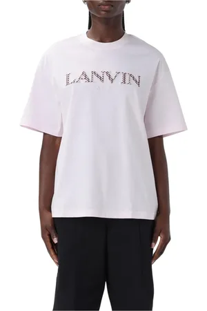 Lanvin Koszulki, Kobieta, Różowy, XS, Biała Koszulka z Logo dla Kobiet