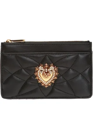 Dolce & Gabbana Akcesoria, Kobieta, Czarny, ONE SIZE, Pikowane etui na karty ‘Devotion’