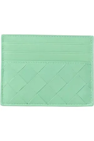 Bottega Veneta Akcesoria, Kobieta, Zielony, ONE SIZE, Plecak na karty z plecioną skórzaną portmonetką