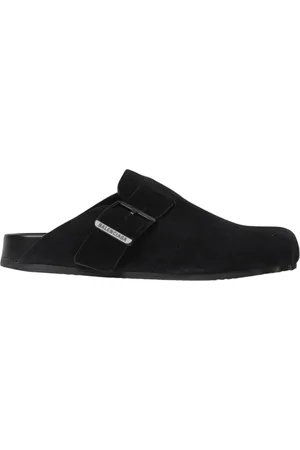 Balenciaga Buty, Kobieta, Czarny, 39 EU, Zamsz, Czarne Zamszowe Klapki z Klamerką Buty