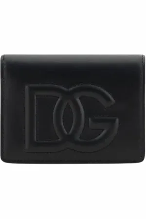 Dolce & Gabbana Akcesoria, Kobieta, Czarny, ONE SIZE, Czarna Skórzana Portmonetka Elegancki Dodatek