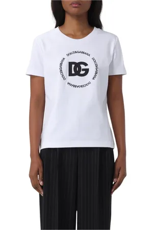 Dolce & Gabbana Koszulki, Kobieta, Biały, XS, Koszulka z logo Biała Damska