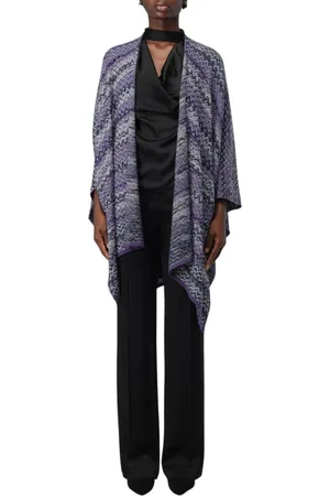 Missoni Kurtki, Kobieta, Wielobarwność, ONE SIZE, Stylowy Zigzag Sweter Ponczo