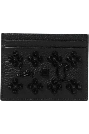 Christian Louboutin Akcesoria, Kobieta, Czarny, ONE SIZE, Czarna Skórzana Portmonetka z Kolcami