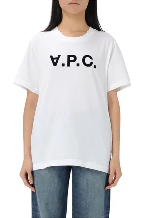 A.P.C. Koszulki, Kobieta, Biały, 2XL, Biała Bawełniana Koszulka Krótkie Rękawy