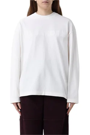 Jil Sander Koszulki, Kobieta, Biały, S, Biała Koszulka z Długim Rękawem Minimalistyczny Design