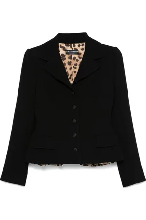 Dolce & Gabbana Kurtki, Kobieta, Czarny, M, Czarny Wełniany Blezer z Krepu