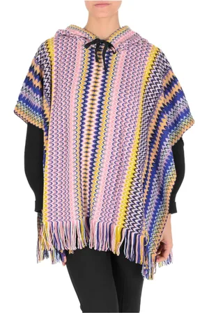 Missoni Kurtki, Kobieta, Wielobarwność, ONE SIZE, Len, Stylowy Wool-Blend Poncho