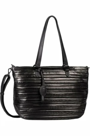 Gabor Torebki, Kobieta, Czarny, ONE SIZE, Skóra, Czarna Damen Shopper z metalicznymi akcentami