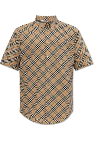 Burberry Koszule, Mężczyzna, Beżowy, S, Bawełna, Koszula w kratę