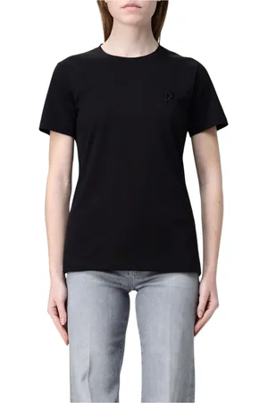 Dondup Koszulki, Kobieta, Czarny, XS, Niebieski T-shirt z okrągłym dekoltem