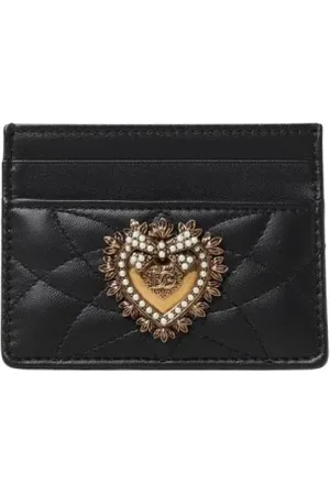 Dolce & Gabbana Akcesoria, Kobieta, Czarny, ONE SIZE, Portfel Skórzany z Sercem