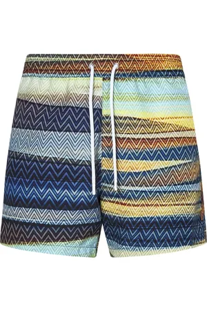 Missoni Stroje kąpielowe, Mężczyzna, Wielobarwność, S, Niebieskie Spodenki Kąpielowe w Pasy Zig Zag