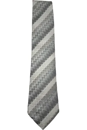 Missoni Akcesoria, unisex, Wielobarwność, ONE SIZE, Jedwabny krawat z szarym i białym wzorem