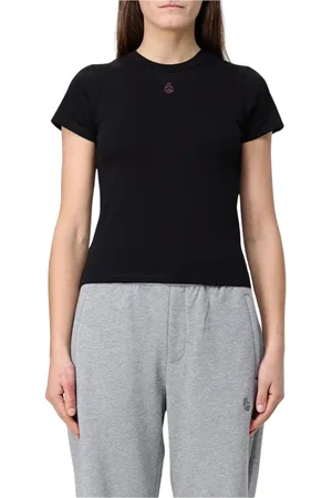 Alexander McQueen Koszulki, Kobieta, Czarny, XS, Czarna koszulka z krótkim rękawem