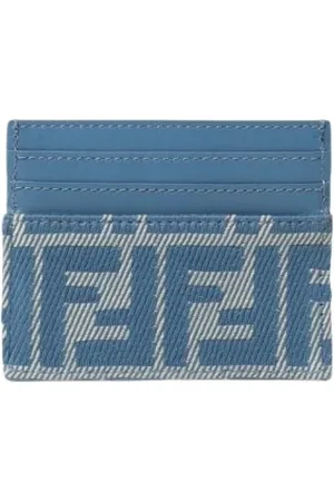 Fendi Akcesoria, Kobieta, Niebieski, ONE SIZE, Portfel z logo skórzany