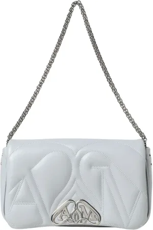 Alexander McQueen Torebki, Kobieta, Niebieski, ONE SIZE, Pikowana Monogramowa Torba na Ramię