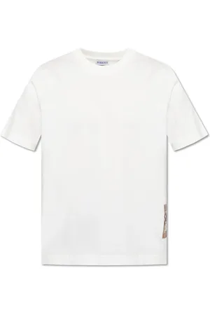 Burberry Koszulki, Mężczyzna, Biały, S, Bawełna, Bawełniany T-shirt z Metką w Kratę