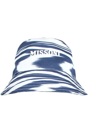 Missoni Akcesoria, unisex, Wielobarwność, ONE SIZE, Niebiesko-Biały Bawełniany Kapelusz Wiaderko Włochy
