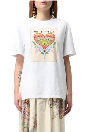Etro Koszulki, Kobieta, Biały, M, T-shirt z haftem serca