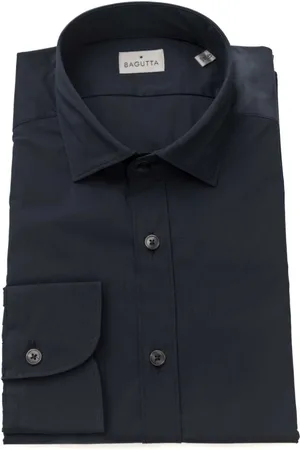 BAGUTTA Koszule, Mężczyzna, Niebieski, L, Slim Fit Koszula z Francuskim Kołnierzem