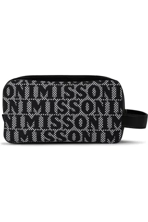 Missoni Torebki, Kobieta, Czarny, ONE SIZE, Skóra, Czarna Logo Clutch Torba Skóra Tekstylia