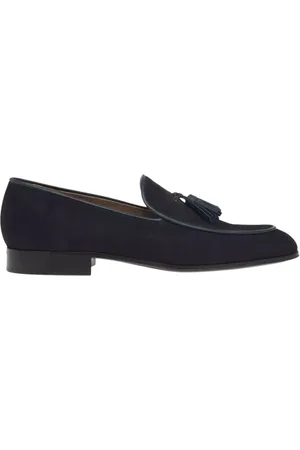 Gianvito Rossi Buty, Mężczyzna, Niebieski, 44 EU, Zamsz, Granatowe loafery z frędzlami
