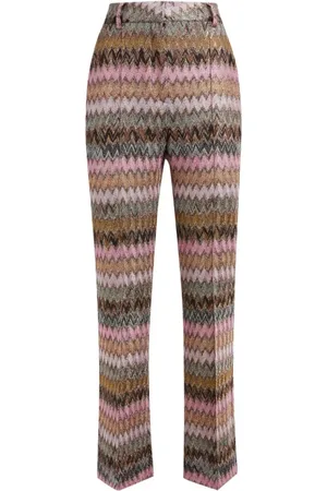 Missoni Spodnie, Kobieta, Wielobarwność, S, Poliester, Spodnie w Zig Zag z Lamé