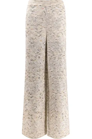 Missoni Spodnie, Kobieta, Beżowy, M, Poliester, Błyszczące Spodnie Chevron