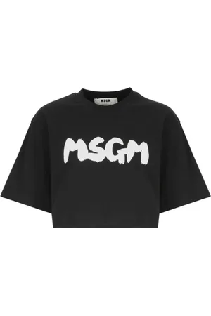 Msgm Koszulki, Kobieta, Czarny, S, Czarna Koszulka z Nadrukiem