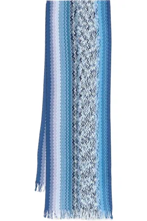 Missoni Akcesoria, Mężczyzna, Niebieski, ONE SIZE, Niebieski Szal z Frędzlami