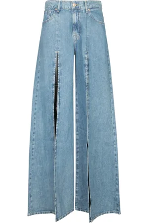 7 for all Mankind Jeansy, Kobieta, Niebieski, W28, Denim, Szerokie jeansy z rozcięciem w talii