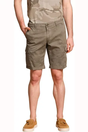 Masons Szorty, Mężczyzna, Zielony, 3XL, Bawełna, Spodenki cargo w kamuflażu slim fit