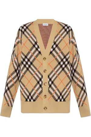 Burberry Swetry, Mężczyzna, Beżowy, L, Wełna, Kardigan z mieszanki wełny i moheru