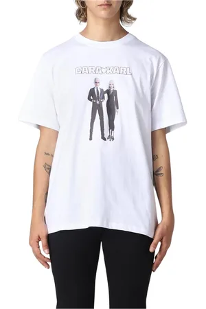 Karl Lagerfeld Koszulki, Kobieta, Biały, XS, Koszulka Casual z Graficznym Nadrukiem