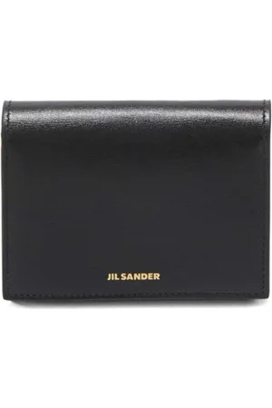 Jil Sander Akcesoria, Kobieta, Czarny, ONE SIZE, Skóra, Czarny skórzany portfel z wytłoczonym logo