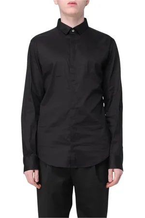Emporio Armani Koszule, Mężczyzna, Czarny, M, Klasyczna Biała Koszula Bawełniana