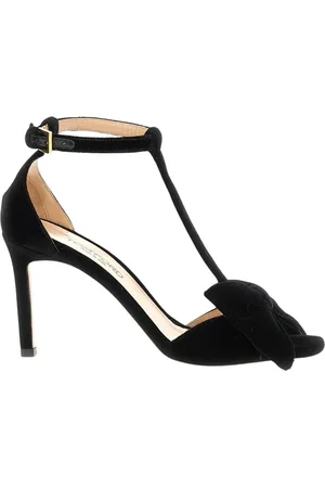 Tom Ford Buty, Kobieta, Czarny, 40 EU, Welurowe Sandały na Obcasie z Kokardą