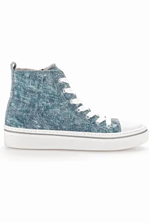 Gabor Buty, Kobieta, Niebieski, 40 EU, Denim, Denimowe sneakersy high-top