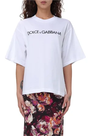 Dolce & Gabbana Koszulki, Kobieta, Biały, M, Koszulka z logo dla kobiet