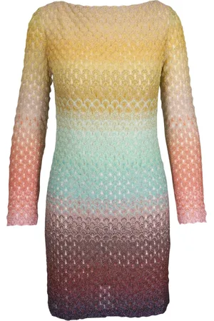 Missoni Sukienki, Kobieta, Wielobarwność, L, Mini Sukienka z Efektem Blaknięcia, Wykończenie Teksturowane
