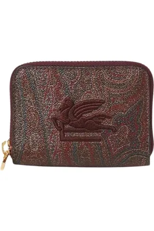 Etro Akcesoria, Kobieta, brązowy, ONE SIZE, Haftowany Brązowy Portfel