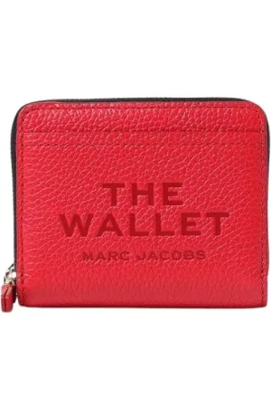 Marc Jacobs Akcesoria, Kobieta, Czerwony, ONE SIZE, Czarna skórzana portmonetka Zip Around