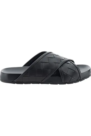 Bottega Veneta Buty, Kobieta, Czarny, 39 EU, Skórzane Sandały z Wzorem Intrecciato