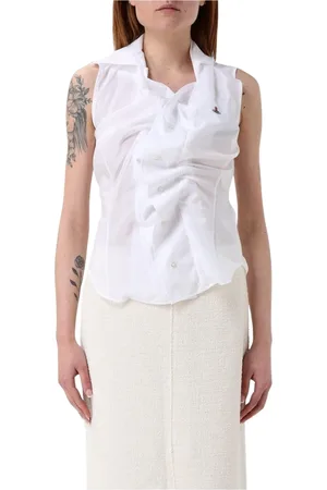 Vivienne Westwood Bluzki, Kobieta, Biały, 2XS, Biała Bezrękawnik z Bawełny