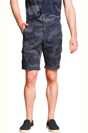 Masons Szorty, Mężczyzna, Niebieski, L, Bawełna, Spodnie Cargo w kamuflażu Slim Fit Niebieskie