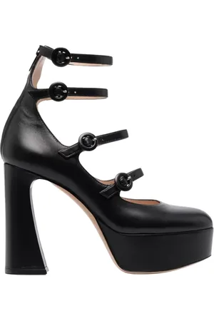 Gianvito Rossi Buty, Kobieta, Czarny, 38 1/2 EU, Skóra, Czarne skórzane czółenka na platformie