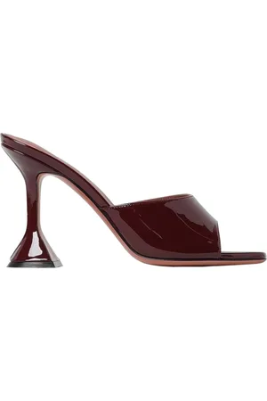 Amina Muaddi Buty, Kobieta, Czerwony, 37 EU, Czerwone Lakierowane Obcasy Mules