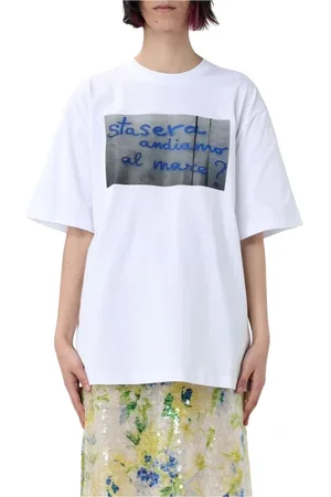 Msgm Koszulki, Kobieta, Biały, M, T-shirt z Graficznym Nadrukiem