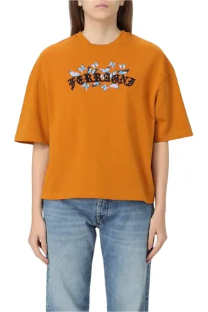 Chiara Ferragni Koszulki, Kobieta, brązowy, XS, Brązowy T-shirt z motywem motyla